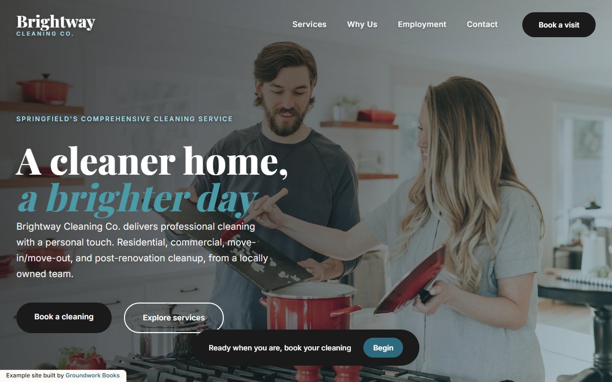 Brightway Cleaning Co. example homepage